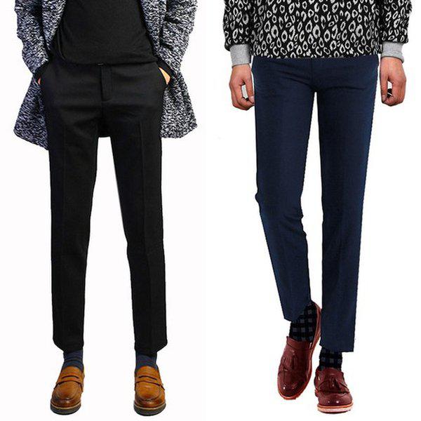 メンズ起毛スラックス 冬用フォーマルパンツ 二重ボンディング TRスパン 9分丈_RI9PAK20