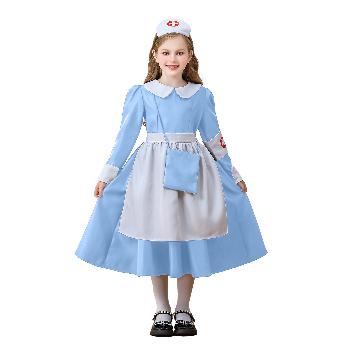 ハロウィン子供用コスチューム ナースコスチューム ドクターナースコスチューム 女の子メイドコスチューム パフォーマンスコスチューム スカイブルードレス