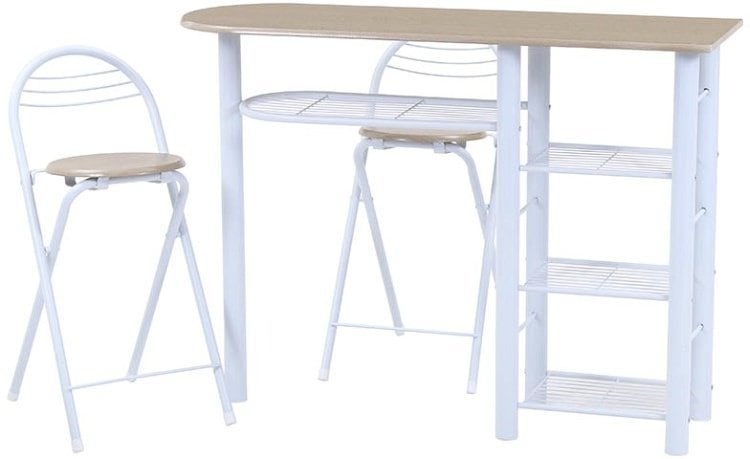 カウンターテーブルセット おしゃれ 3点セット チェアー付き 折りたたみ 幅120×奥行40×高さ87.5cm ホワイト 14,790円
