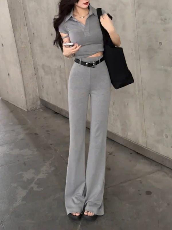 レディース ファッション オシャレ カワイイ シンプル 人カワイイ きいサイズ ハイエンド グレー ナロー カジュアル パンツ ハイウエスト ロング パンツスリムフィット フレア パンツ 5,552円