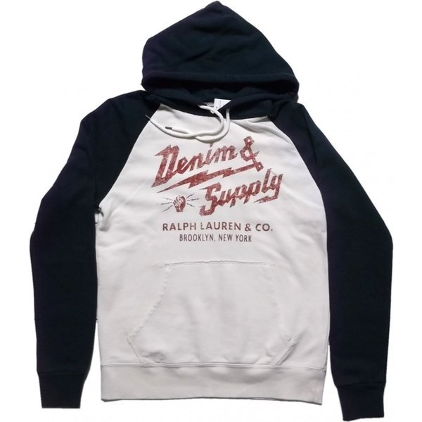 LA直輸入 デニム＆サプライ メンズ プリント スウェットパーカ オフホワイト print sweat parka ラルフ 008