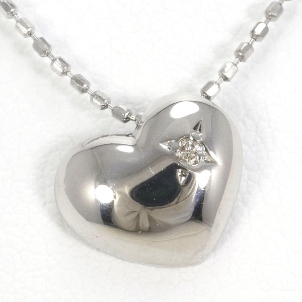 K10 10金 WG ホワイトゴールド ネックレス ダイヤ 0.01 約39cm ジュエリー 中古