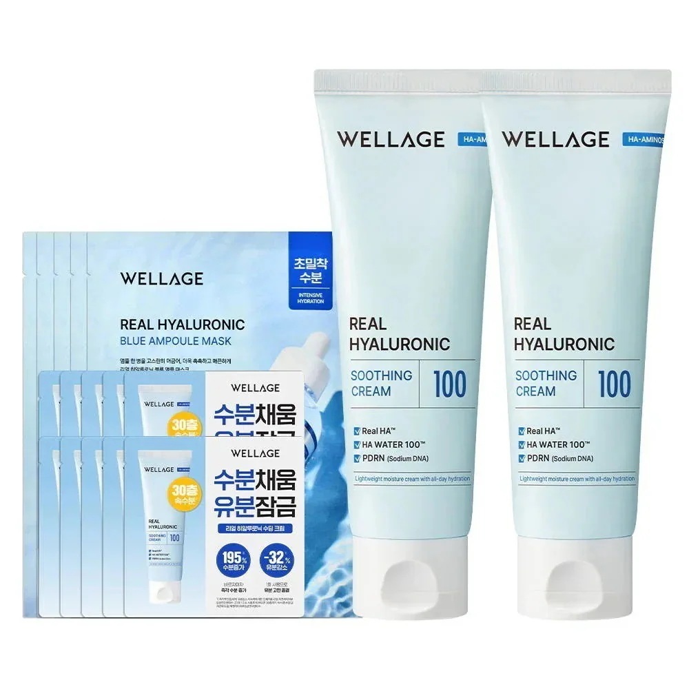 [26SS/New]リアルヒアルロニック スージングクリーム80ml+80ml(+マスクパック5枚+サンプル10枚)