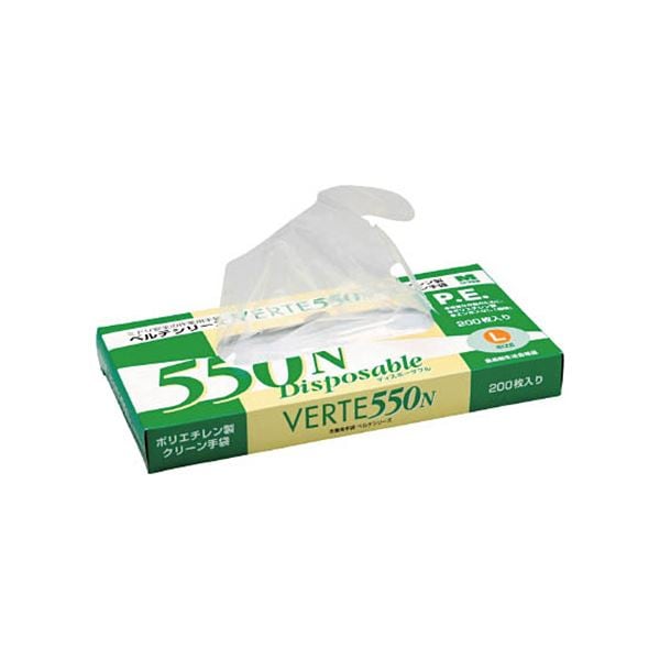 （まとめ） ミドリ安全ポリエチレン使い捨て手袋 エンボスなし クリア M VERTE-550N-M 1箱（200枚） [x3セット]