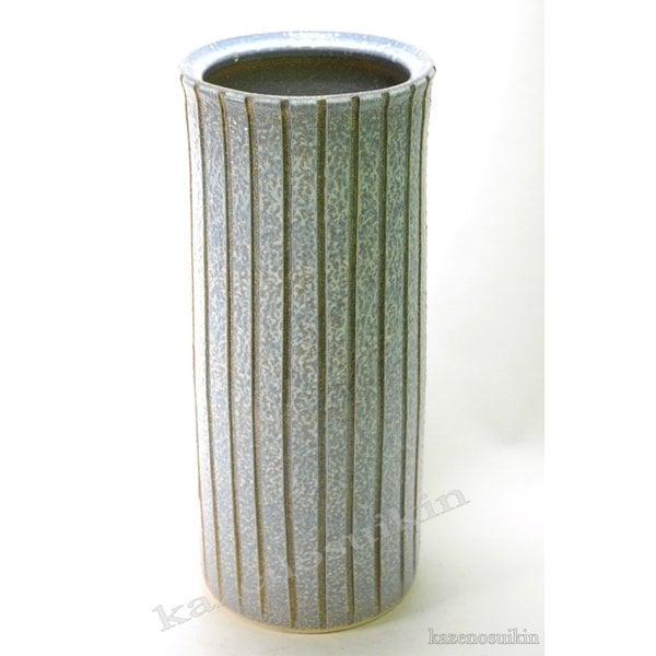 ブルーストライプ傘立 (信楽焼き陶器傘立梅雨玄関収納M)