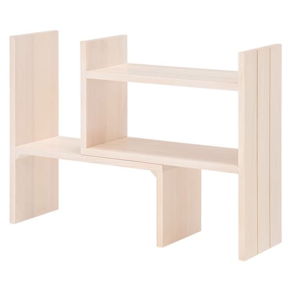 伸縮ラック/スパイスラック 約幅4075.5×奥行16×高さ41cm ホワイトウォッシュ 天然木 完成品 (キッチン 台所)