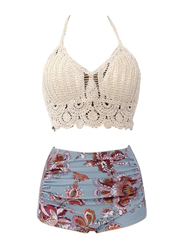 水着 ビキニ レディース セパレート セクシー レースニット 編み 伸縮性 ハイウエスト 体型カバー 花柄 温泉 スパ プール リゾート おしゃれ 個性的 27,214円