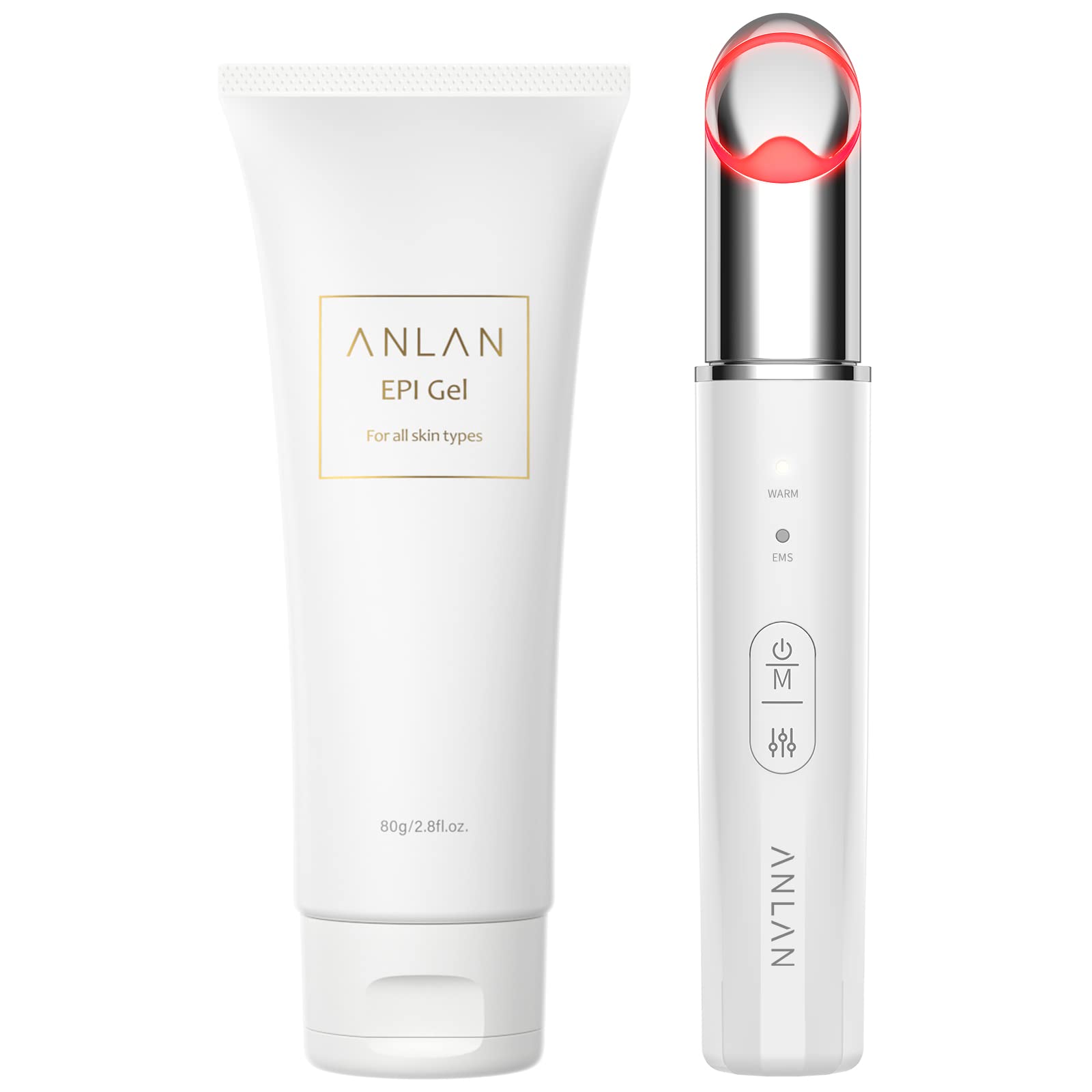 【目もと集中ケア】ANLAN EMS目元美顔器 ジェルセット 目元ケア 美顔器 温熱ケア イオン導入 微振動 2色LED 超軽量 USB充電式 口元ケア 母の日 プレゼント 男性 女性 ホワイト 7,285円