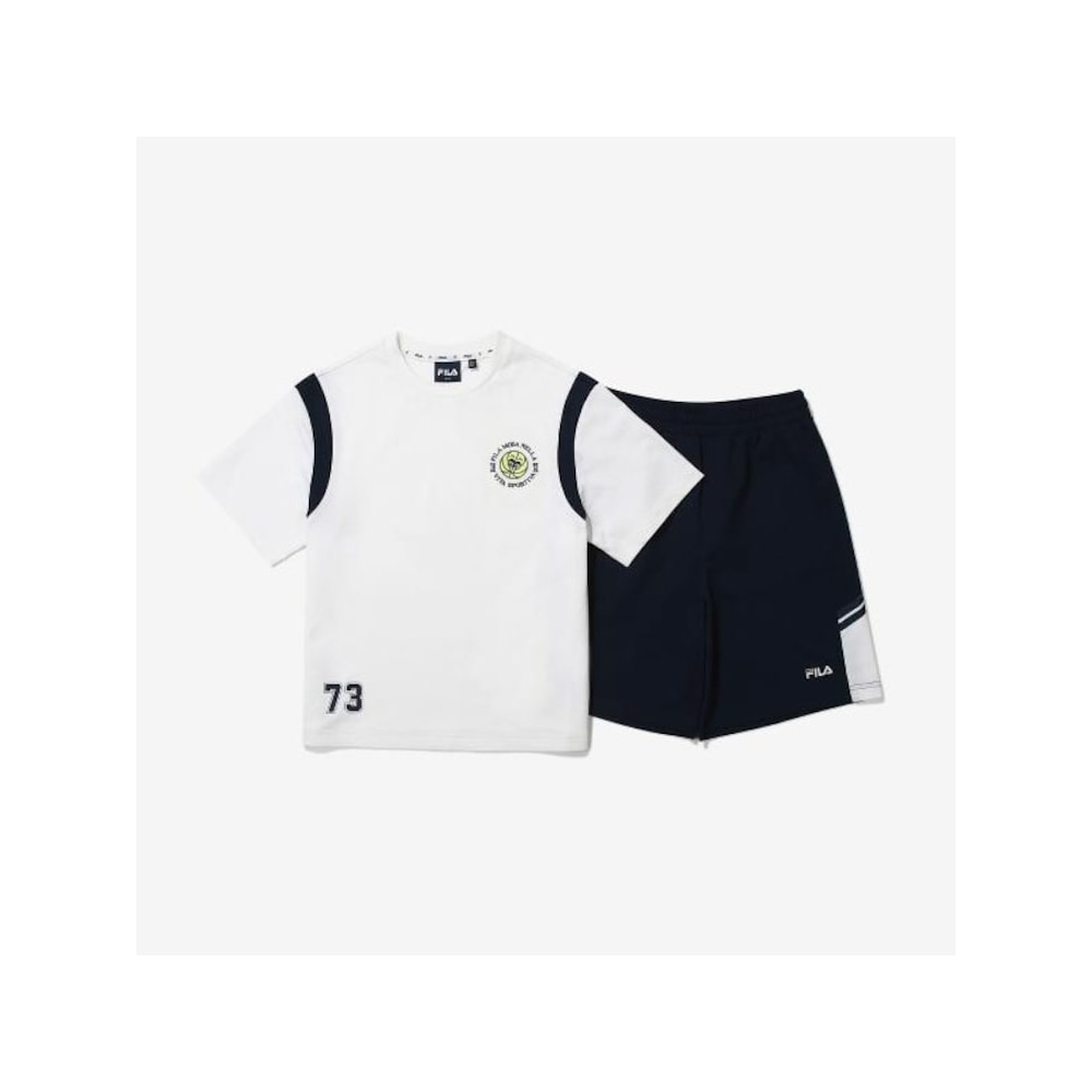 [FILA KIDS] バスケットボールワッフェントップ&ボトムセットアップ (FK2FSG2602M_OWH) Q0ZFK2FSG2602MOWH