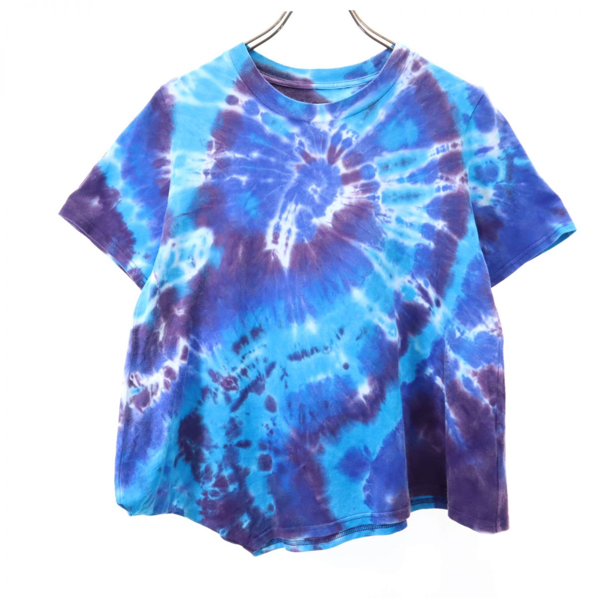 日本製 タイダイ染め 半袖 Tシャツ 2 ブルー系 裾変形 レディース