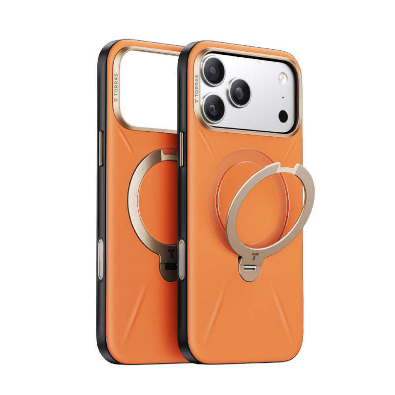 TORRASトラス　Torras - Ostand Q3 レザートーン Case for iPhone 17 Pro オレンジ　X00FX3078