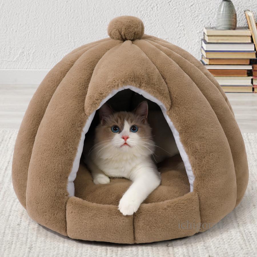 猫ハウス ドーム型 ペットベッド 秋冬用 ペットハウス クッション外す可能 犬猫兼用 キャットハウス 暖かいハウス ぐっすり眠る 洗える 寒さ対策 猫 小型犬