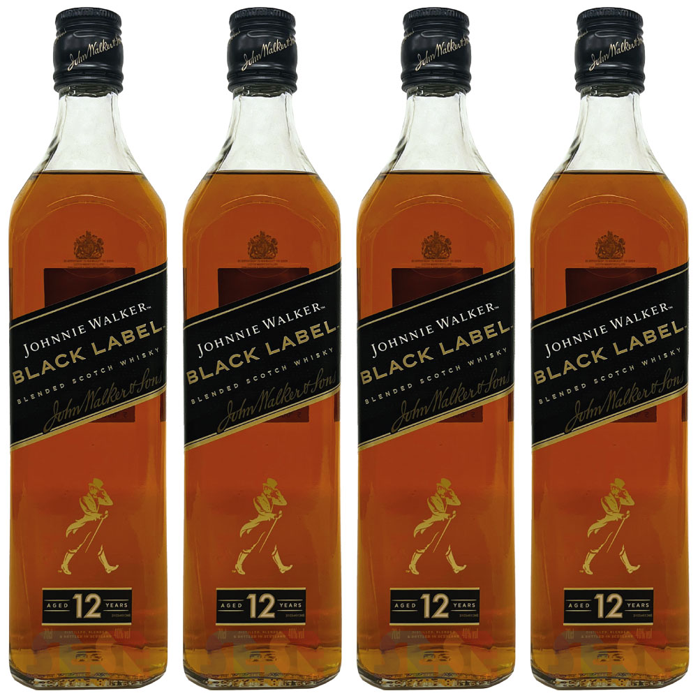 [正規品] ジョニーウォーカー ブラックラベル 12年 4本セット700ml / スコットランド ブレンデッドスコッチウイスキー Johnnie Walker Black Label 12 Year