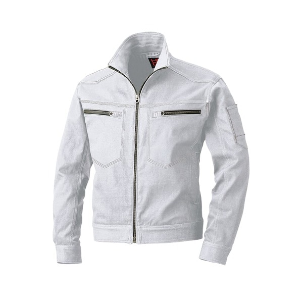 (村上被服製) ブルゾン/作業着 (シルバーグレー サイズM) ストレッチ素材と横からも装着ファスナー 綿 ポリエステル 3203