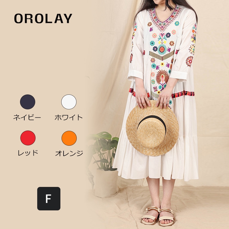 ワンピース レディース 夏 aラインワンピース ドレス マキシ丈 リゾートワンピース 綿 花柄 刺繍 可愛いワンピース ゆったり 大きいサイズ 体型カバー 妊婦服 旅行 部屋着