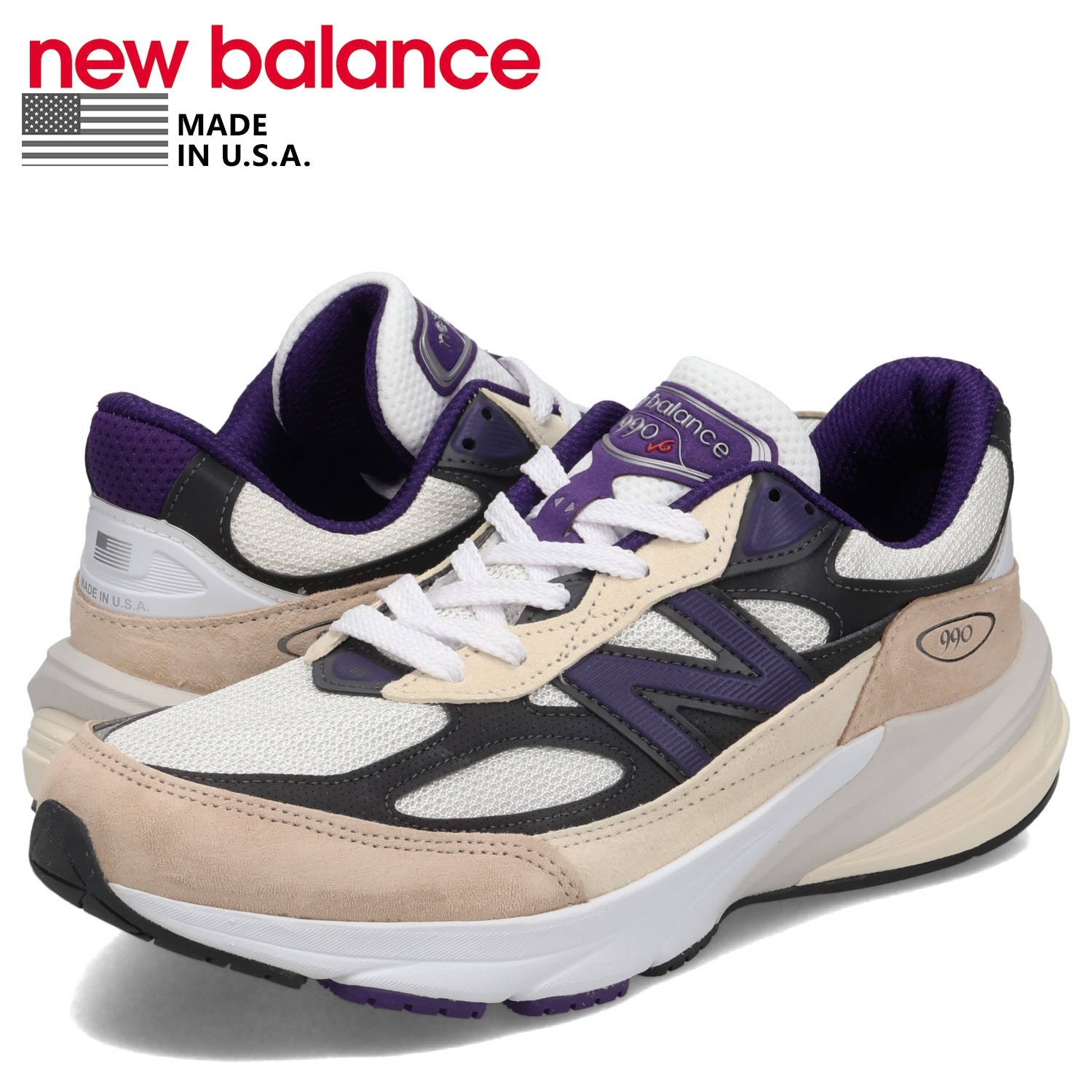 990 スニーカー メンズ Dワイズ MADE IN USA ホワイト 白 U990WB6