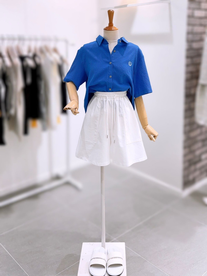 LECCOVE ソリッド バンディング ショート パンツ