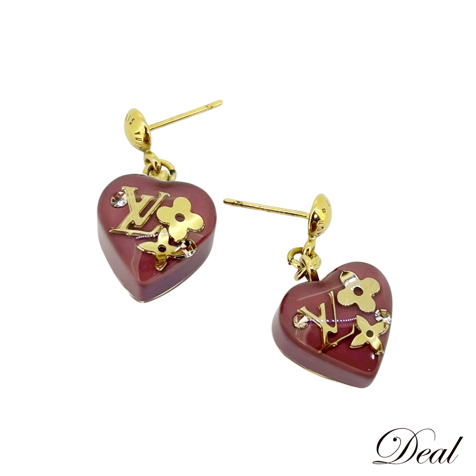 ルイ・ヴィトン ブークルドレイユ クール アンクルージョン M66210 ハート モノグラム パープル レディース ピアスLV