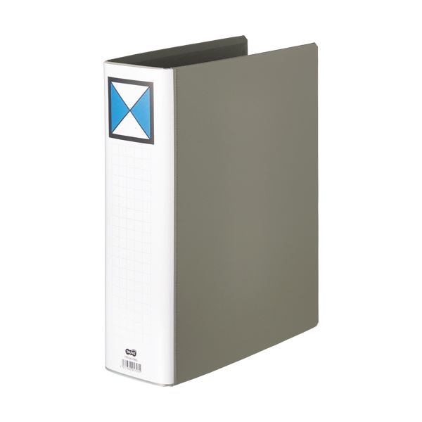 （まとめ）TANOSEE 両開きパイプ式ファイルA4タテ 700枚収容 70mmとじ 背幅86mm グレー 1冊 (×10セット)
