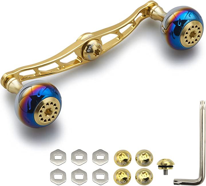 ベイト リール ハンドル シマノ ダイワ アブガルシア 通用 ベイトリール Aurora Series 369( ゴールド, 115mm)