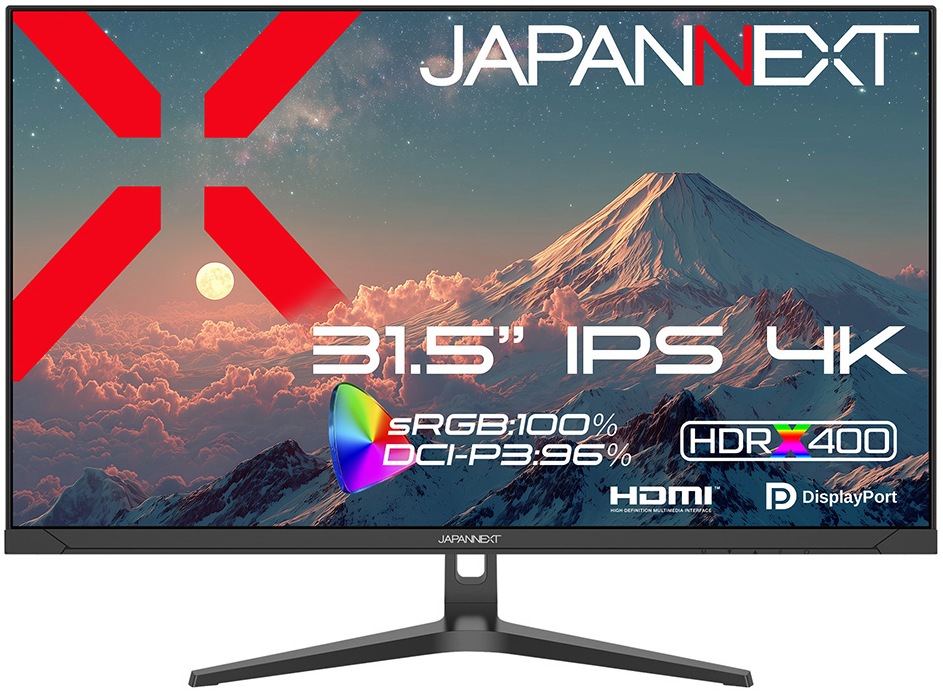 JAPANNEXTジャパンネクスト 液晶ディスプレイ(31.5型/IPS(ADS)/4K UHD 3840×2160/60Hz/8ms/HDR400/HDMI2.0/DP1.2/VESA)(ブラック