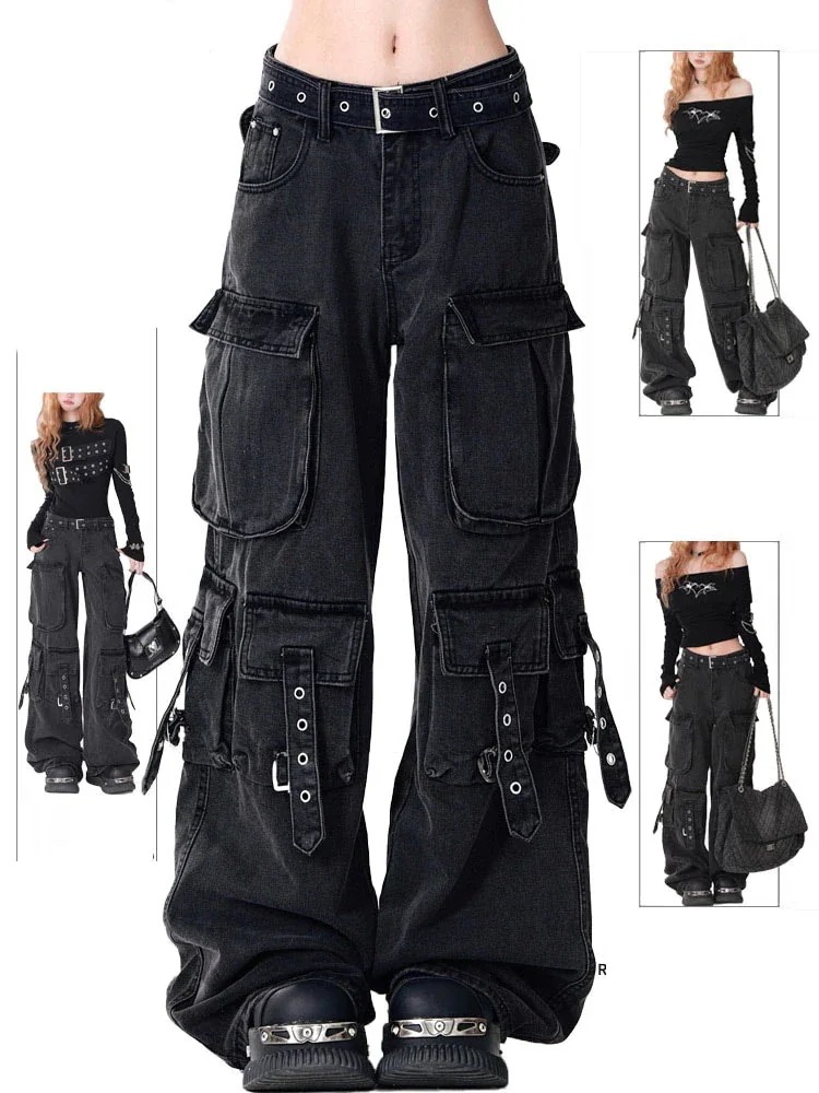 【限定SALE!!】25 デニムパンツ ボトムス ハイウエスト ジーンズ K-PP ストリート系ファッション系韓国風ファッションウェア練習ジーンズ シルエットゆったり レディースカジュアル型メン