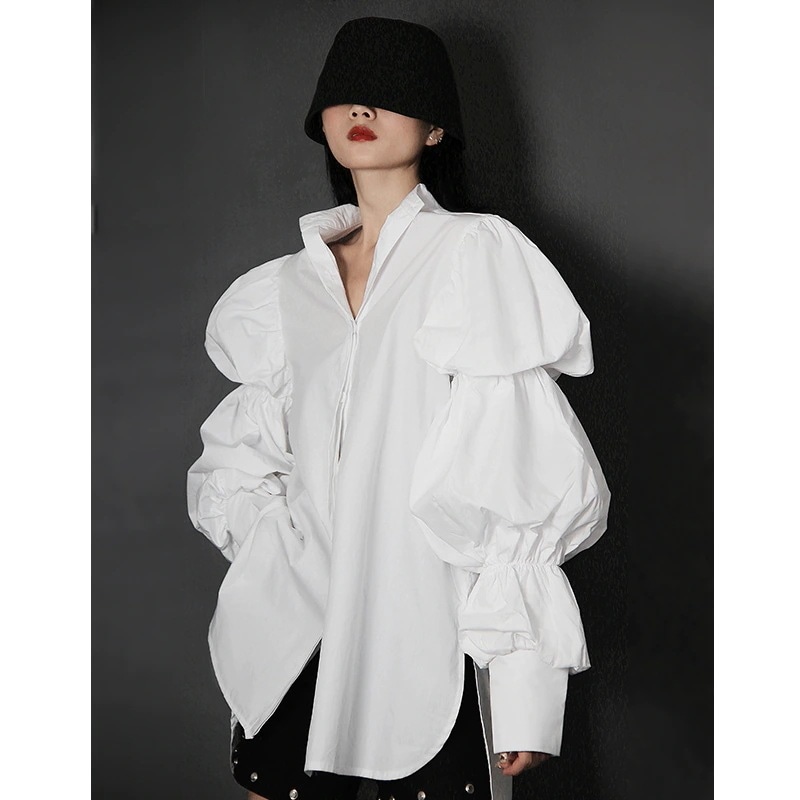 BIGパフ袖ブラウス パフスリーブ 長袖シャツ. ブラウス シャツ モード系 オシャレ レディース