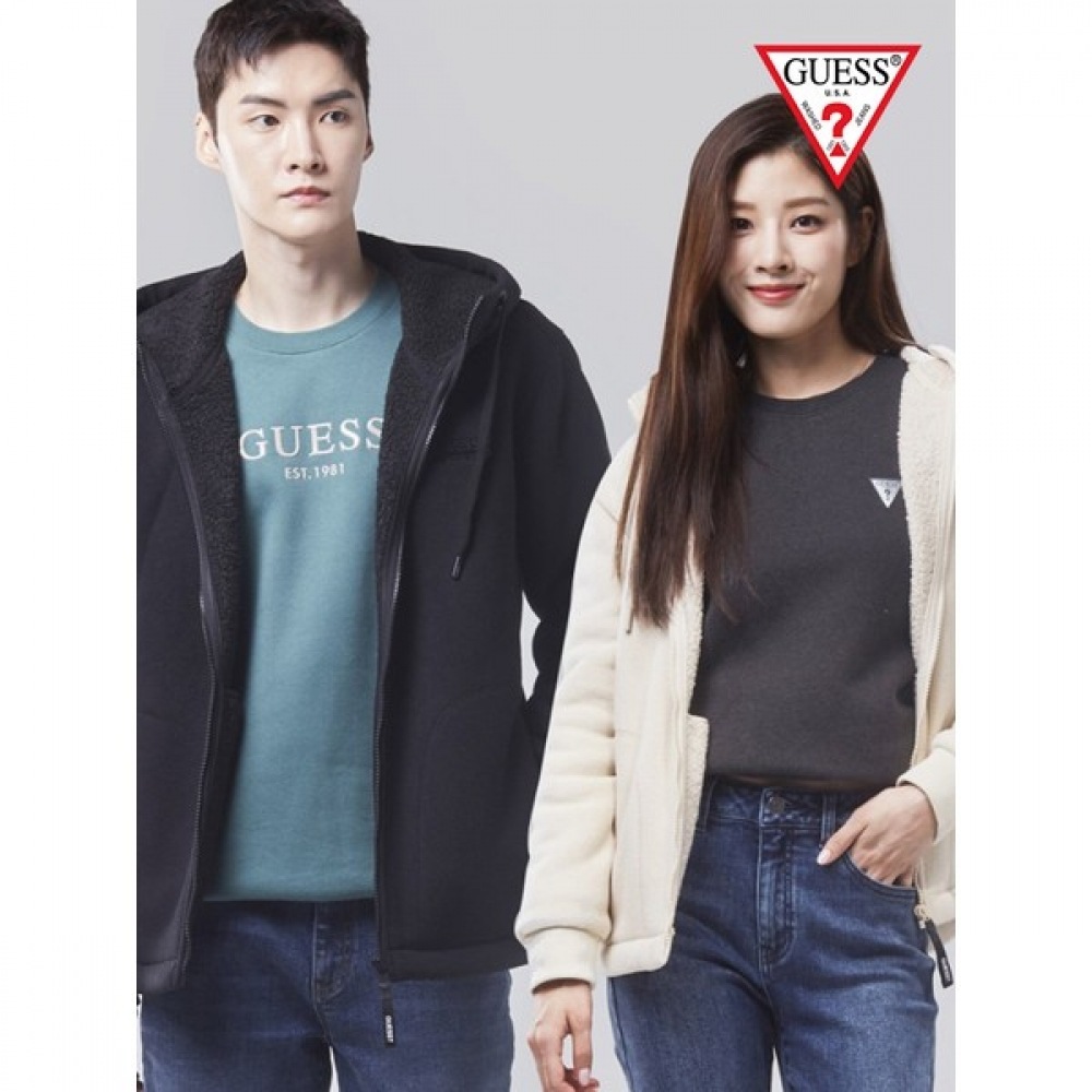 (Guess) ユニハイネックパーカーフリースボンディングパーカージップアップ NM4K0662