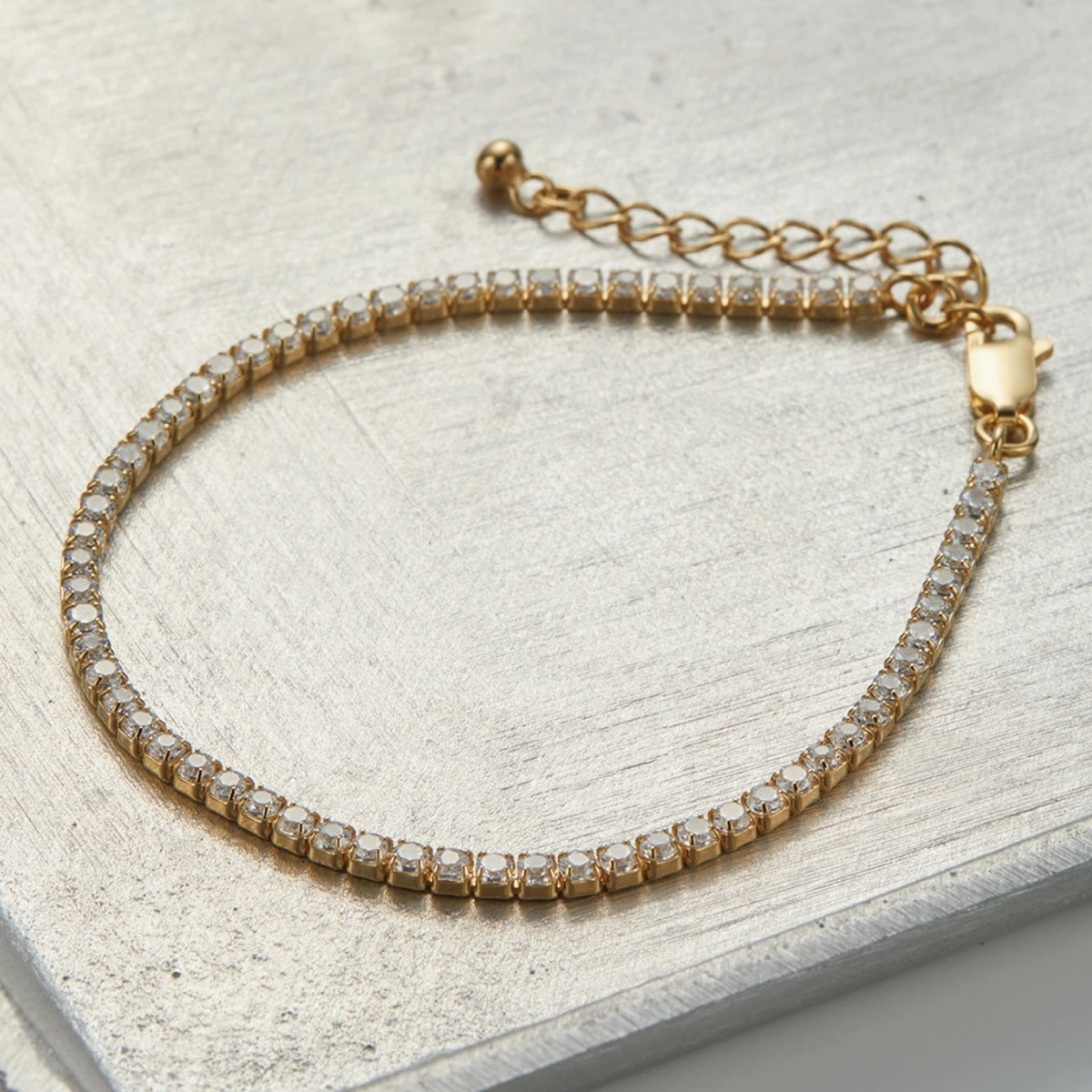 ブレスレット レディース シルバー925 キュービックジルコニア エタニティ シンプル ゴールド