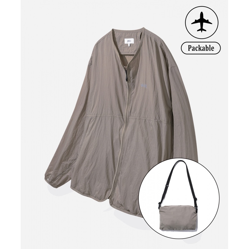 YALE [ワンマイルウェア] コンフォートパッカブルノーカラージャケットブラウン