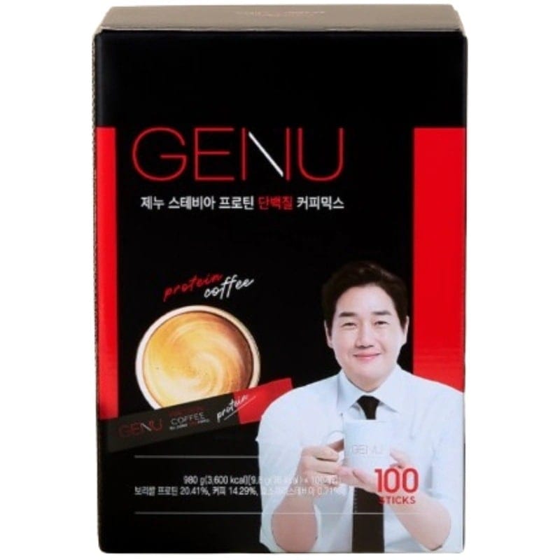 genuコーヒー ステビア プロテイン 植物性たんぱく質 コーヒーミックス 9.8g x 100個入り