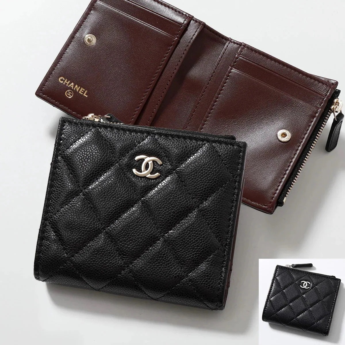 CHANEL シャネル 二つ折り財布 AP3388 B10583 B15532 レディース MATELASSE マトラッセ グレインド シャイニー カーフスキン