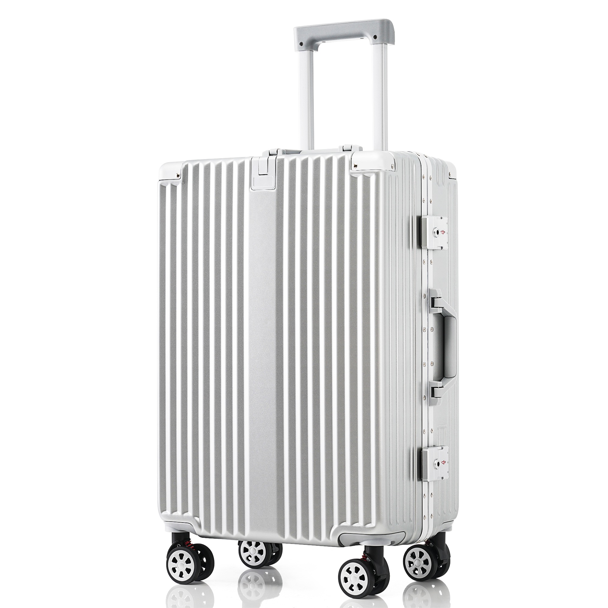 【大好評！最安値挑戦!】スーツケース Mサイズ フレームタイプ アルミ USBポート付き カップホルダー フック式底足 ストッパー付き キャリーケース キャリーバッグ 軽量 おしゃれ 静音 海外 TS