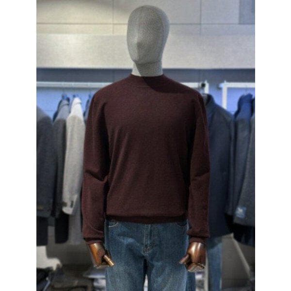ワイン基本フィットハーフタートルネックメンズニットセーター