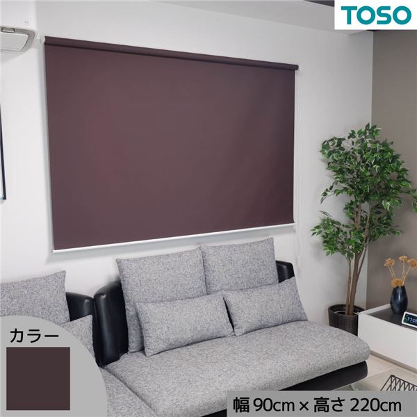 窓にも間仕切にも活躍 採光プレーンロールスクリーン ブラウン 約幅90cm×高さ220cm