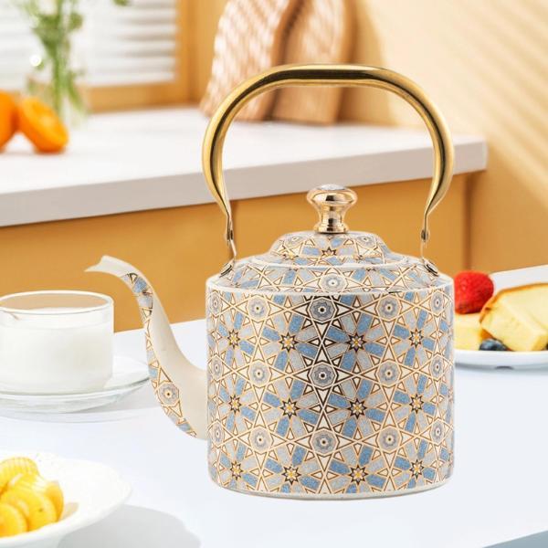 ハンドル付きティーケトル2Lホームキッチン装飾急速沸騰ステンレススチールティーポット家庭パーティー用冷水