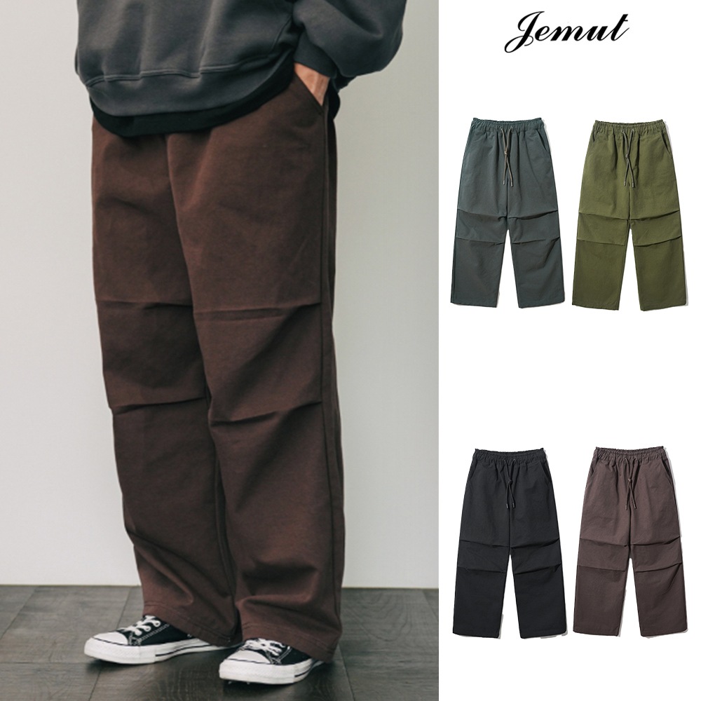 [JEMUT] clip wide banding pants