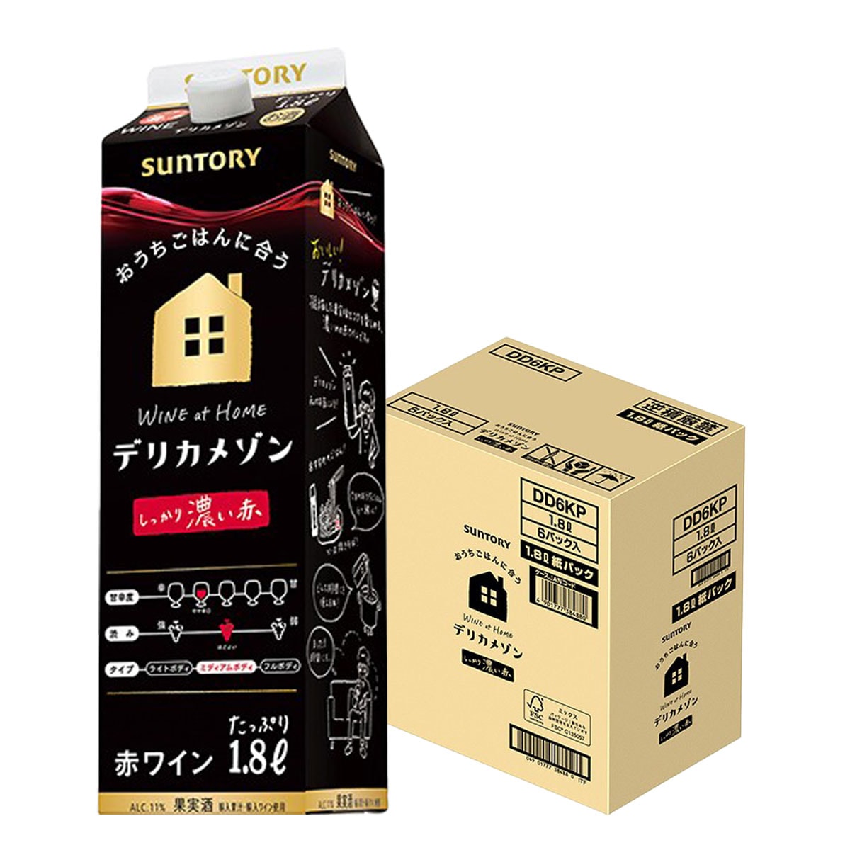 【送料無料】サントリー デリカメゾン 濃いめ 赤 1800ml（1.8L） 6本 パック 【北海道沖縄県東北四国九州地方は必ず送料が掛かります】