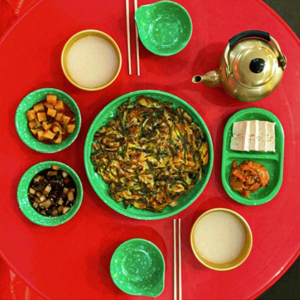 韓国直輸入！ メラミン食器 ９点 マッコリセット お椀 軽量 トッポギ チヂミ スンデ グリーン キャンプ ピクニック