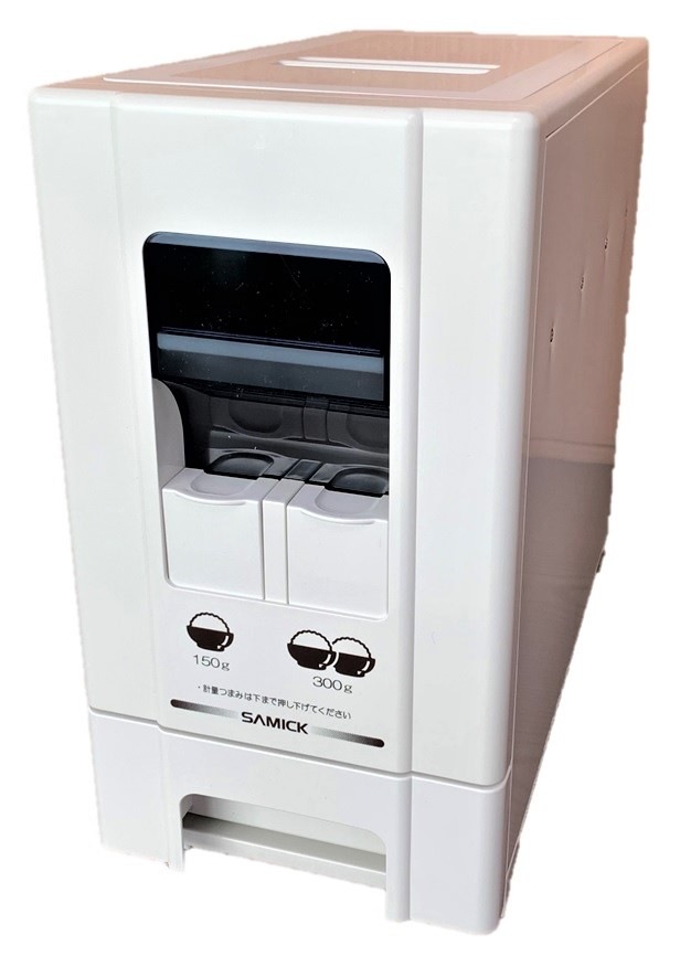 幅19cm 5kg用 米びつ コンパクトライスディスペンサー ホワイト（6kg収納)