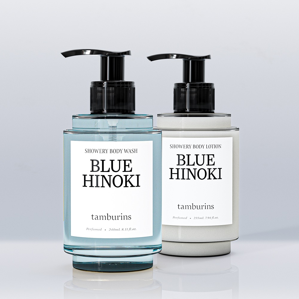 【リボン包装】タンバリンズ シャワリー ボディセット ブルーヒノキ (240ml+235ml)