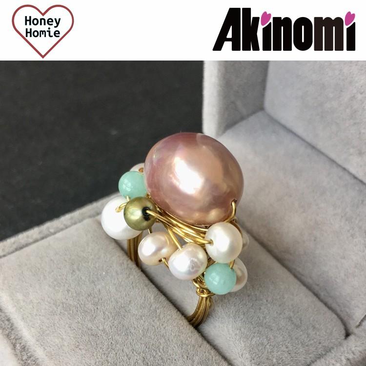 14号 12号 レディース 天然 淡水パー ル 指輪 淡水真珠指輪 バロック 14k 誕生日 結婚 母の日 プレゼ ント