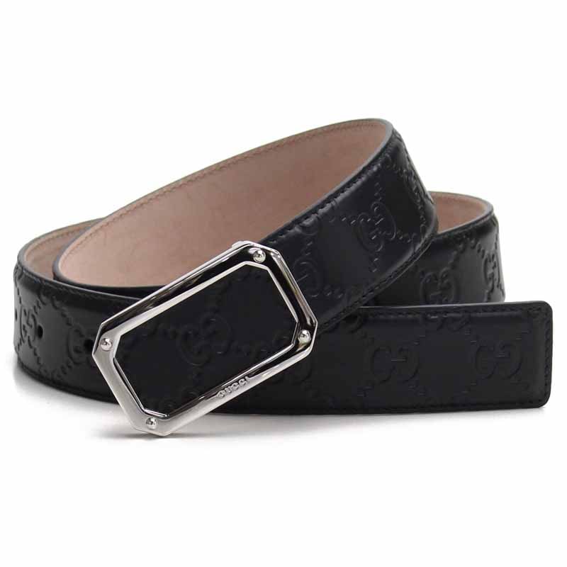 403941-CWC0N-1000-100 シグネチャー レザー スクエア バックル ベルトユ