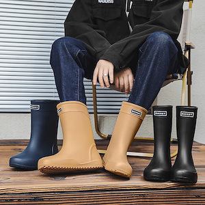 レインブーツ メンズ レインシューズワークマンスノーブーツビジネス 長靴 雨靴 軽量 防水 防滑 梅雨対策 農作業 仕事