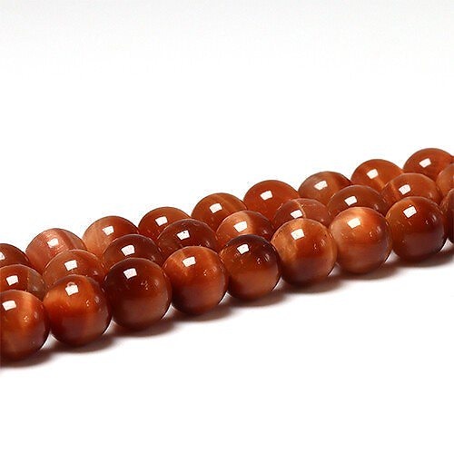 天然石 半連 オレンジタイガーアイ 1点　約16mm VE1-29-16m