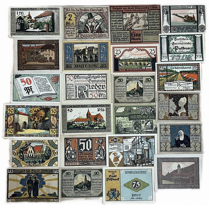 帝政ドイツ 第二帝国時代 24種類 まとめセット 未使用 歴史 文化 芸術 世界 外国 貨幣 古銭 旧紙幣 旧札 旧 紙幣 アンティーク