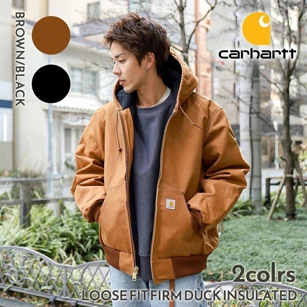 Carhartt LOOSE FIT FIRM DUCK INSULATED BLACK BROWN カーハート ルーズ フィット ダック ジャケット ( フード JAKET アウター 茶 黒 ワーク