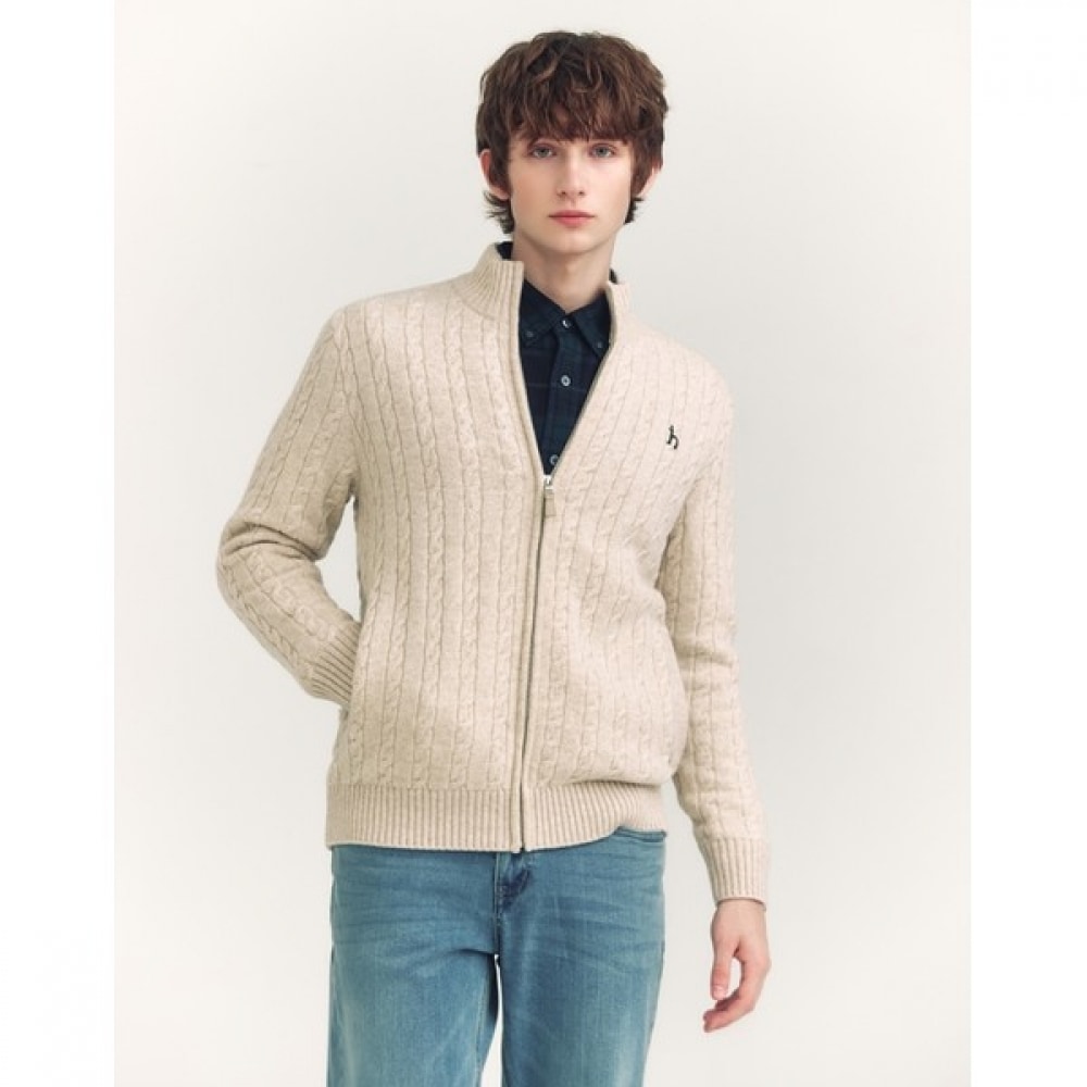 (ヘッジズ) 24FW ベージュウールケーブルジップアップ HZSW4D327I1