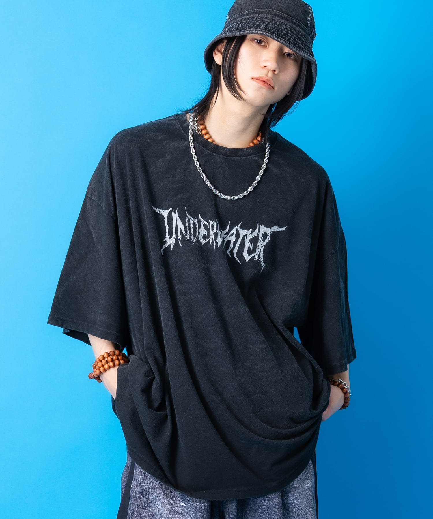 デビルフォントロゴダートピグメントスーパーオーバーサイズTシャツ 「set0396」