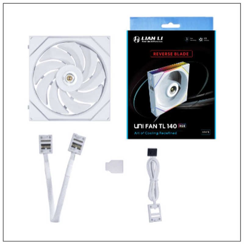 LIANLI　ケースファン ［140mm /1800RPM］ UNI FAN TL 140 Reverse Blade WT Single Pack ホワイト　UF-RS-TL140-1W
